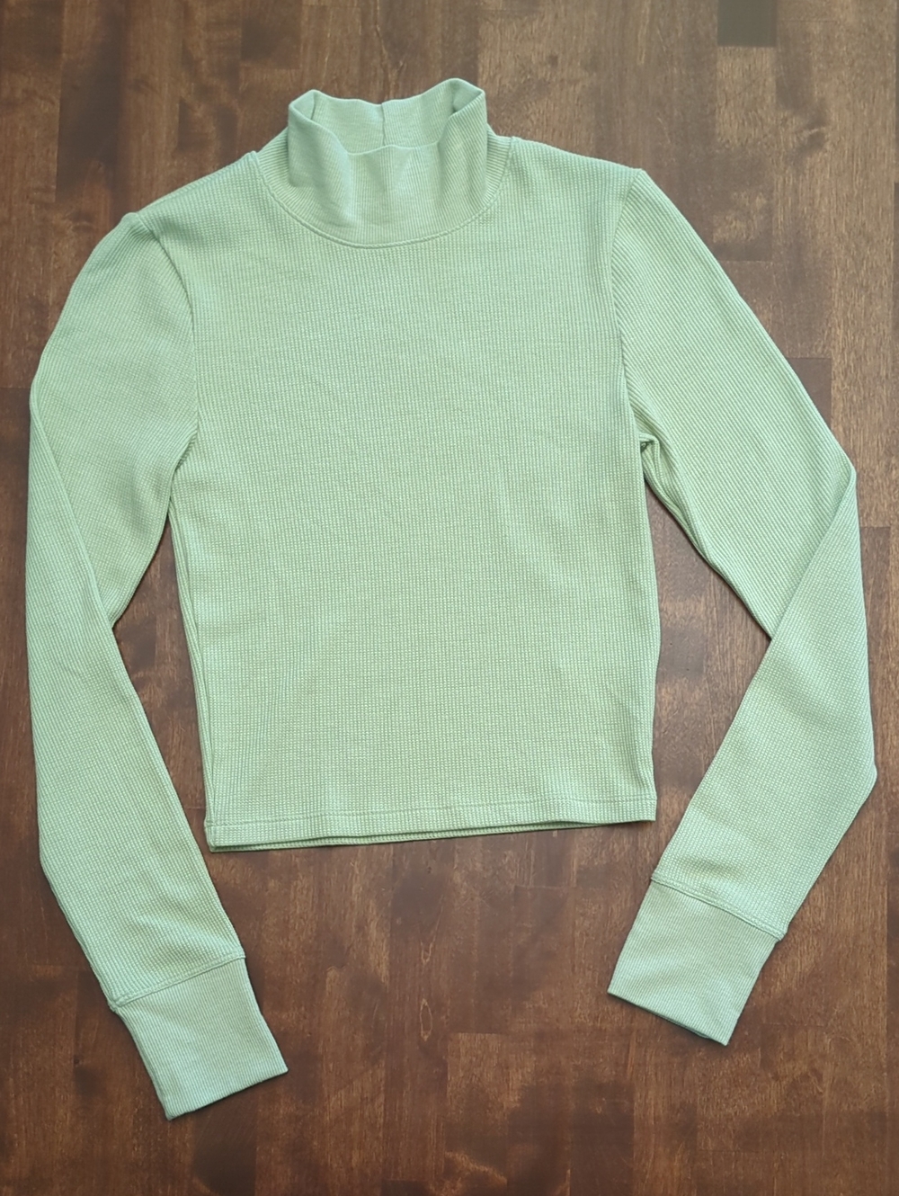 American Eagle Outfitters Light Mint Ribbed Turtleneck Long Sleeve Top